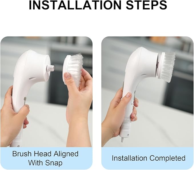 Generic Electric Rechargeable Cleaning Tools Electric Cleaning Brush for Bathroom Electric Cleaner with 5 Replaceable Shower Cleaning Brush Heads for Wall, Tile, Bathtub, Window, White
