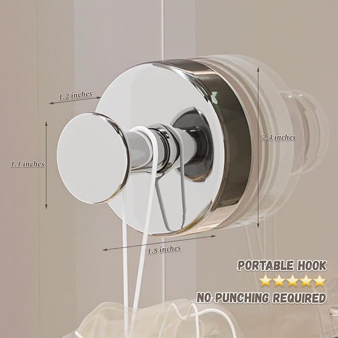 Towel Hooks for bathrooms - Stainless Steel Suction Cup Hooks Strong Adhesive Bathroom Hanger No Drill, Waterproof Wall Hooks for Shower, Kitchen, Window,Tile,Board,Glass,Marble,Metal (2 Set)