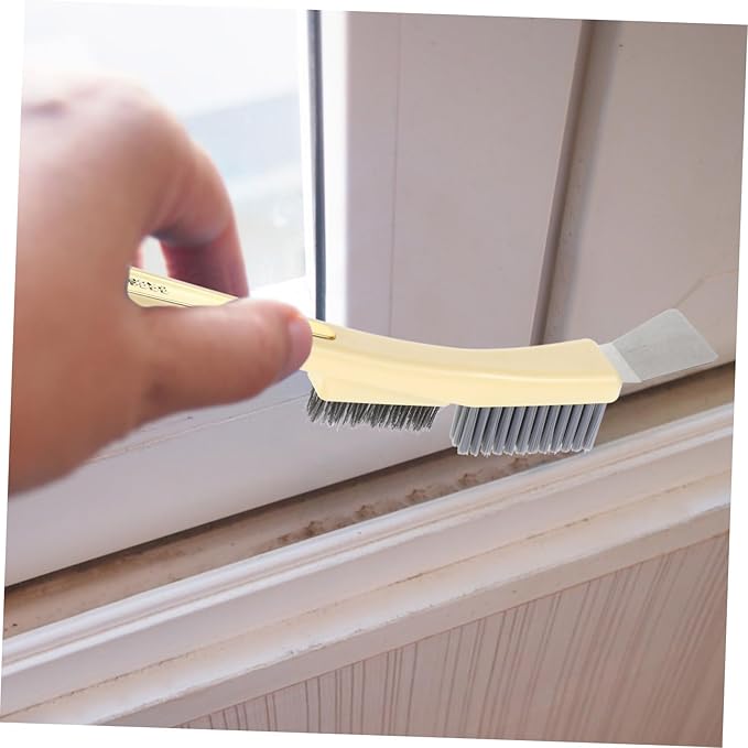 GALPADA Steel Wire Brush Set for Kitchen and Bathroom Cleaning Small Handheld Grout Brush with Scraper for Deep Cleaning Stove Tiles and Crevices
