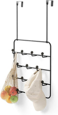Umbra Estique Over The Door Coat Rack & Multi-Use Organizer, for Coats, Bags, Hats & More, Black/Walnut