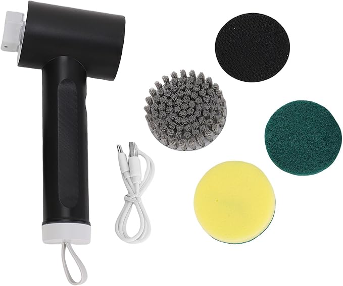 Electric Cleaning Brush Scrubber Multi Functional Handheld with 4 Brush Heads 1200mAh Battery Type C Charging for Kitchen Bathroom Car Cleaning