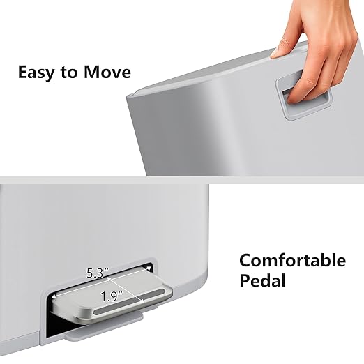 mVm 8 Gal Kitchen Trash Can, Tall Step Trash Can with Lid, Smooth Edge Garbage Bin for Home Office (Cement)
