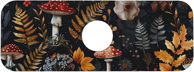 Faucet Draining Mat For Kitchen Sink, Mushrooms Ferns Wildflowers Diatom Mud Absorbent Drain Pad For Bathroom Kitchen Sink Splash Guard Drying Mat