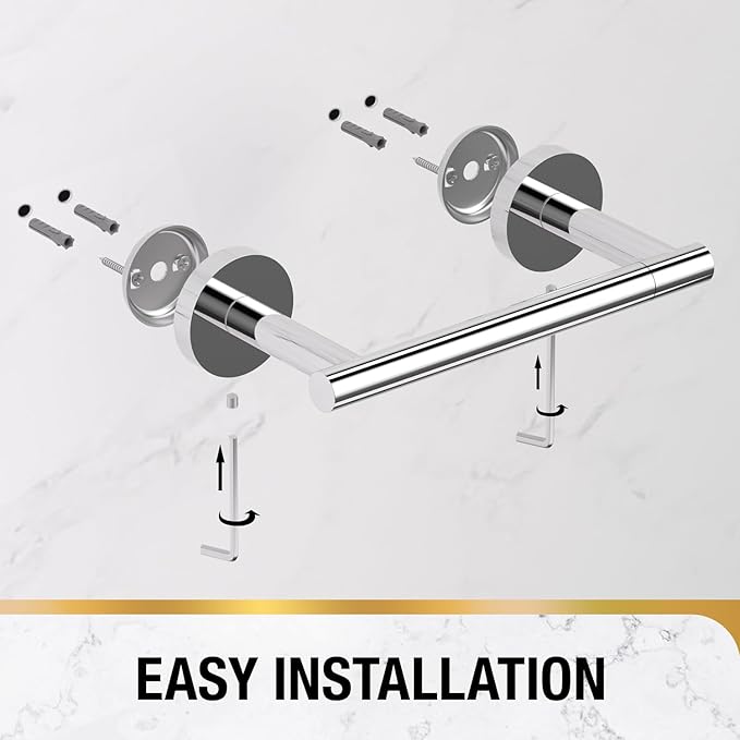 HITSLAM Chrome Toilet Paper Holder Wall Mount, Double Post Pivoting Toilet Paper Roll Holder, SUS304 Stainless Steel Toilet Tissue Holder, Modern Tissue Holder for Bathroom, Kitchen, Washroom