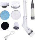 Kitchen Brushes, Electric Cleaning Brush Cordless Electric Spin Scrubber with Adjustable Stretchable Arm and 6 Replacement Brush Heads Spin Scrubber for Tile Floor Cleaning Tool, Set 1