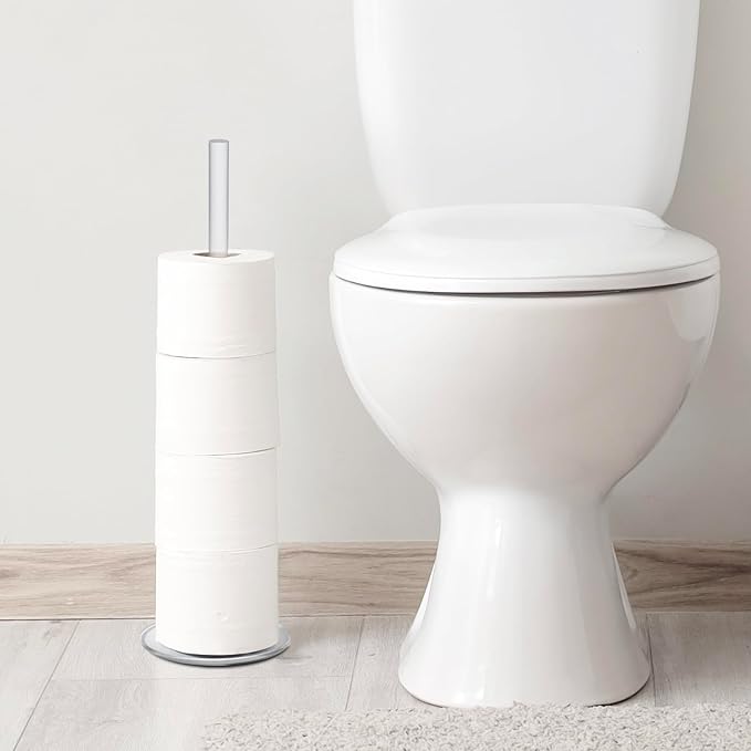 MyGift Freestanding Toilet Paper Holder Stand - Bathroom Toilet Paper Storage with Floor Standing Roll Dispenser