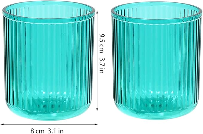 Bathroom Tumbler 2 Pieces ，Unbreakable Toothbrush Cup，Dishwasher Safe Drinking Cup (Green & Green)
