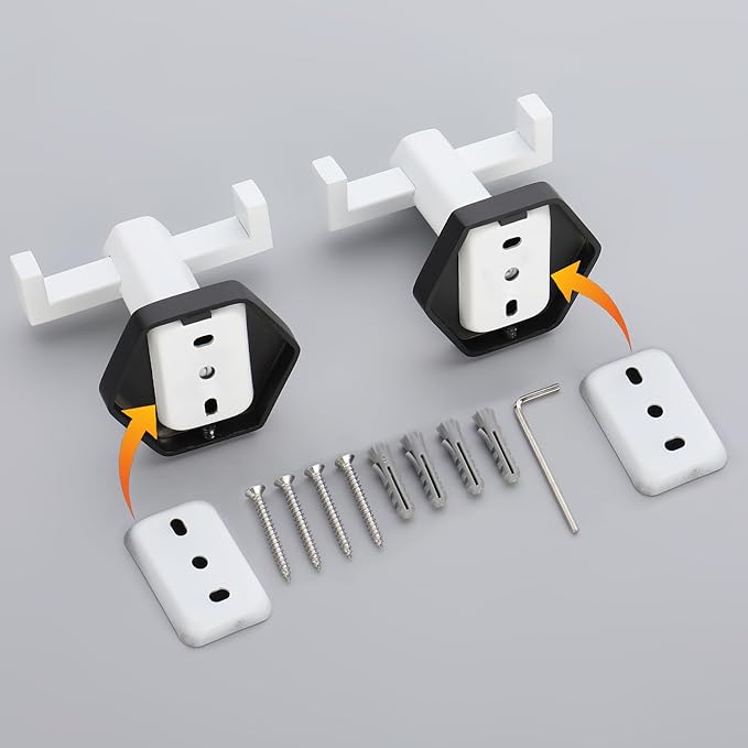 GERZWY White & Black Bathroom Double Towel Hook Stainless Steel Coat/Robe Clothes Hook for Bath Kitchen Modern Hotel Style Wall Mounted 2 Pack