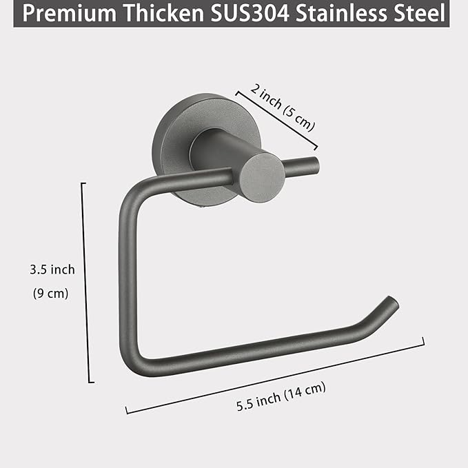 Toilet Paper Holder, Premium 304 Stainless Steel Paper Towel Holder, Toilet Paper Roll Dispenser Bathroom 5.5" TP Holder for Kitchen Washroom (Grey)