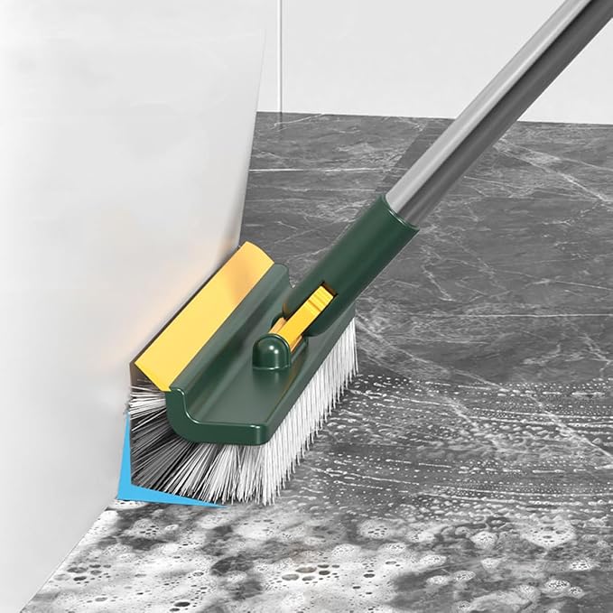 Long Handle Floor Brush and Shower Scrubber for Cleaning Bathroom Tiles, Green Multi-Purpose Deck and Carpet Scrub Brush for Home Floor Maintenance