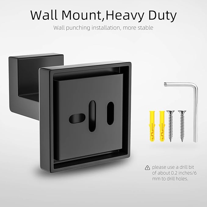 Towel Hooks for Bathroom 4 Packs Matte Black Bathroom Coat Hook Robe Towel Hooks Heavy Duty Door Hangers SUS304 Stainless Steel Wall Mounted