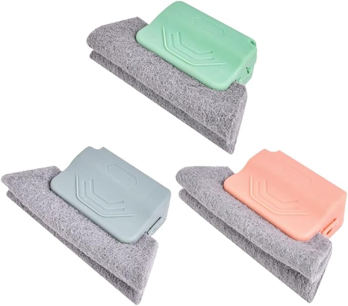 3pcs Window Groove Cleaning Brushes Set, Household Sliding Door Track Cleaner with Multi-Color Handles, Crevice Cleaning Tool for Bathroom, Kitchen, and Home Use