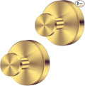 Gold Waterproof Suction Cup Hooks, 2-Pack Heavy Duty Stainless Steel No Drill Shower Hooks for Hanging Towels, Robes, Loofahs, Holder Holds Strong on Tile, Glass, Mirror, Wall, Bathroom Door