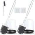 Lefree 2 Pack Silicone Toilet Brush,Rubber Toilet Bowl Brush and Holder Set with Ventilated Holder, Toilet Cleaner Brush for Bathroom,Floor Standing & Wall Mounted Toilet Scrubber Without Drilling