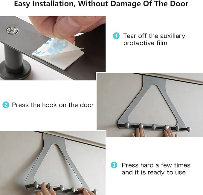 Over The Door Rack for Hanging Clothes, Towel Hooks for Bathroom Over Door Heavy Duty, Over The Door Organizer with Hooks (Gun Grey)