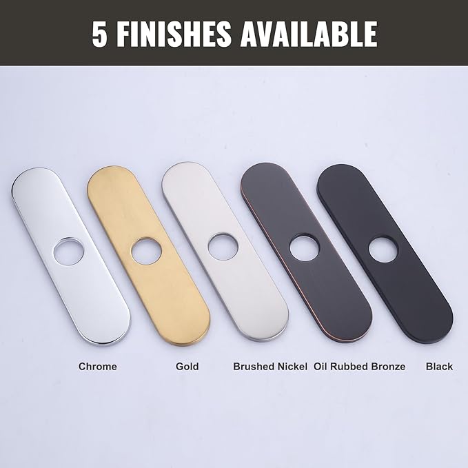 10" Sink Faucet Hole Cover Deck Plate (Arc Edge) for Kitchen & Bathroom Vanity Sink, Faucet Chrome Escutcheon Plate Stainless Steel Outside Faucet Cover Cap for 1 or 3 Hole Mixer Tap
