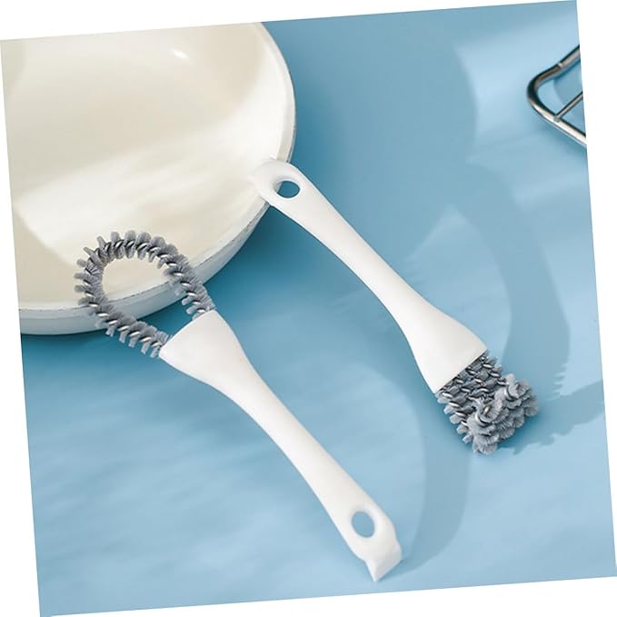 TEHAUX Multifunctional Kitchen Cleaning Brush Set 2pcs – Grout Cleaner Grip Brush and Crevice Scrubber with U-Shaped Angled Heads for Stove, BBQ Grill, and Tight Corners in Household