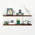 Homeforia Walnut 42 inch Floating Shelves, High End Solid Real Wood 42inch Floating Shelf for Wall, Large Dark Brown 42 inches Long Floating Shelves, Heavy Duty Bracket, 42 X 6.5 X 1.75 inch, Set of 2