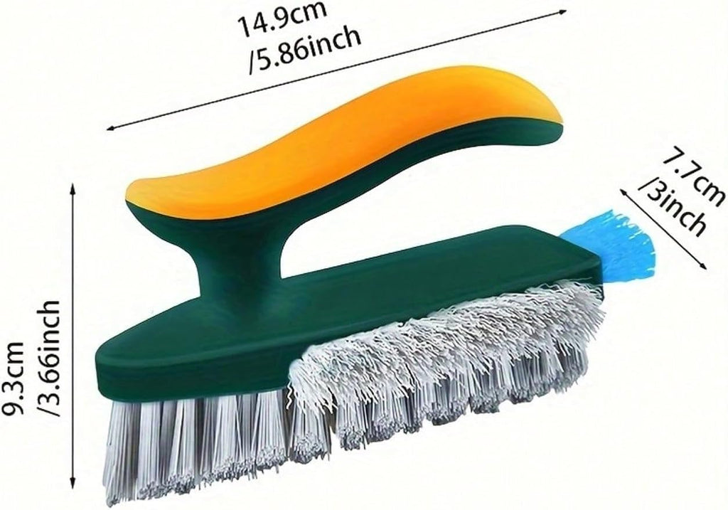 3 Pcs Versatile Stiff Bristle Crevice Cleaning Brush Tool for Kitchen Bathroom Window Tracks 2 in 1 Handheld Deep Grout Scrubber for Tile Joints Sliding Door Slots No Dead Spots (Green)