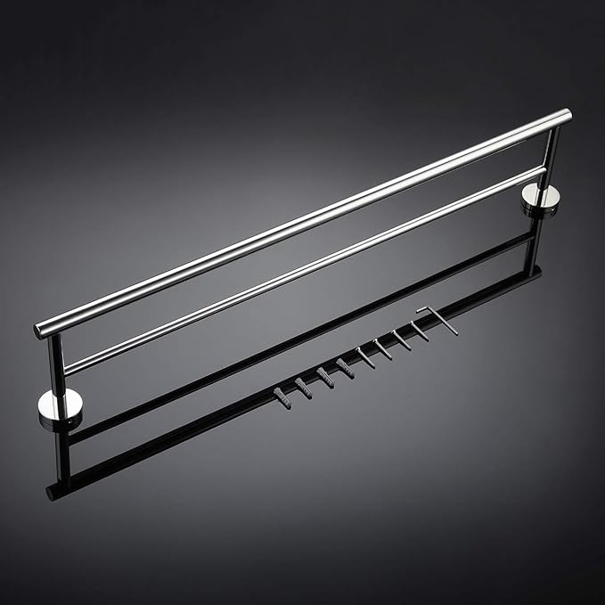 Miyili Double Towel Bar 30-Inch Stainless Steel Bathroom Towel Rack Holder Wall Mount Polished Finish