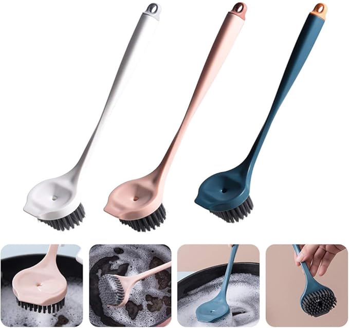 Hemoton 3Pcs Cleaning Brush Handle Kitchen Sponge Window Cleaner Kitchen Dish Cleaner Sink Brush Washing Dish Scrubber scrubbing abs tub Toilet