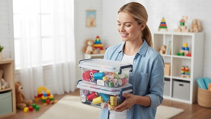 Tribello Small Clear Storage Bins with Lids, 8-Pack Stackable Plastic Storage Containers for Home Organization – Totes for Closet and Underbed Storage, 2.6 Quarts