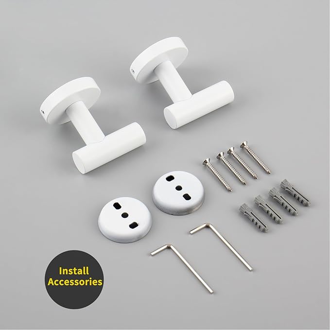 GERZWY Towel Hook Stainless Steel Robe Coat Hook Wall Mounted Luxury Hooks for Bathroom Hotel 2 Pack, White