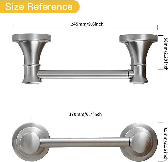 BESy Wall Mounted Toilet Paper Roll Holder Rustproof Tissue Paper Holder Bathroom Flexible Pivoting Tissue Handle Toilet Tissue Roll Holder, Brushed Nickel, Stainless Steel