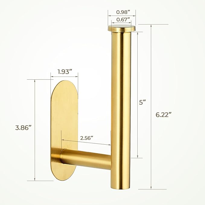 1 Pack Adhesive Toilet Roll Holder Stand - Gold SUS304 Stainless Steel, Rustproof Toilet Paper Holder No Drilling Tissue Holder for Kitchen Bathroom Wall Mount Bathroom Tissue Holder