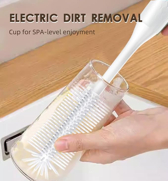 Cleaning Brush Electric Bottle Brush Waterproof 360 Degree Rotating Long Handled Silicone Straw Pacifier Cleaning Brush Bay