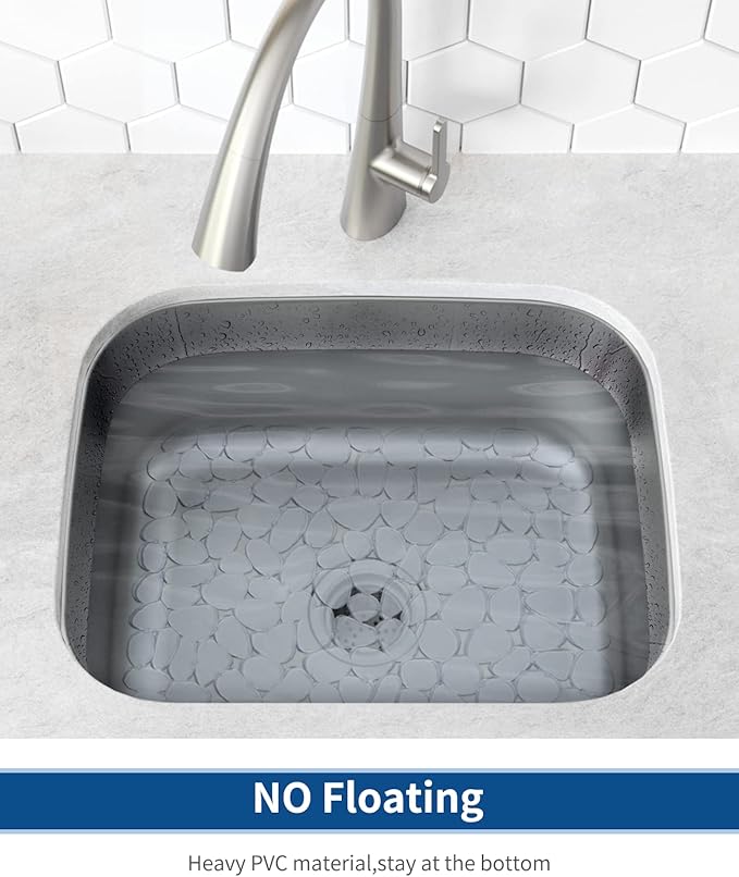 Bligli Pebble Sink Mat for Stainless Steel/Ceramic Sinks, PVC Eco-Friendly Sink Protectors Mats for Bottom of Kitchen Sink, Dish Drying Mat for Dishes and Glassware, 15.7 x 11.8 inch, Cear