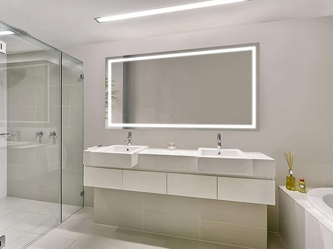 Krugg | Large 66 Inch X 36 Inch LED Bathroom Mirror | Lighted Vanity Mirror Includes Dimmer & Defogger | Wall Mount Vertical or Horizontal Installation