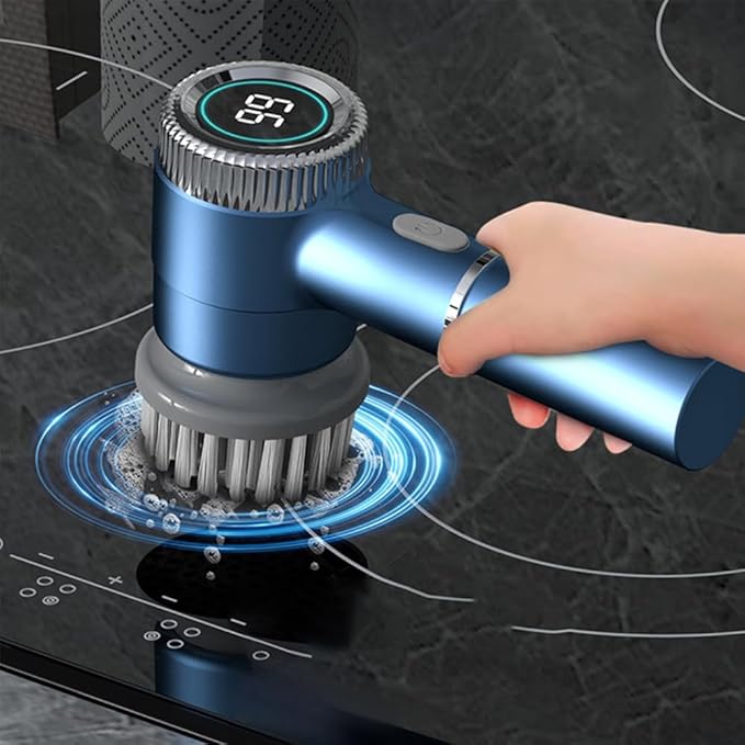 DONGKER Electric Spin Scrubber,3 Speeds Adjustment Handheld Electric Scrubber with 5 Replaceable Brush Heads for Floor Tub Tile Kitchen Car