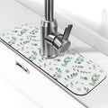 Watercolor Sage Green Grass Leaves Kitchen Sink Splash Guard Faucet Mat Super Absorbent Fast Drying Mat Sink Gadgets-Fast Drying Pad Sink Mat For Kitchen Bathroom (15" X 5.5" )