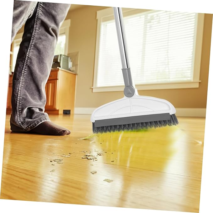 Long Handle Floor Scrub Brush with Bristles for Tile Grout and Bathroom Floor Cleaning Space-Saving Hanging Design Practical Indoor Scrubber for Easy Floor Maintenance