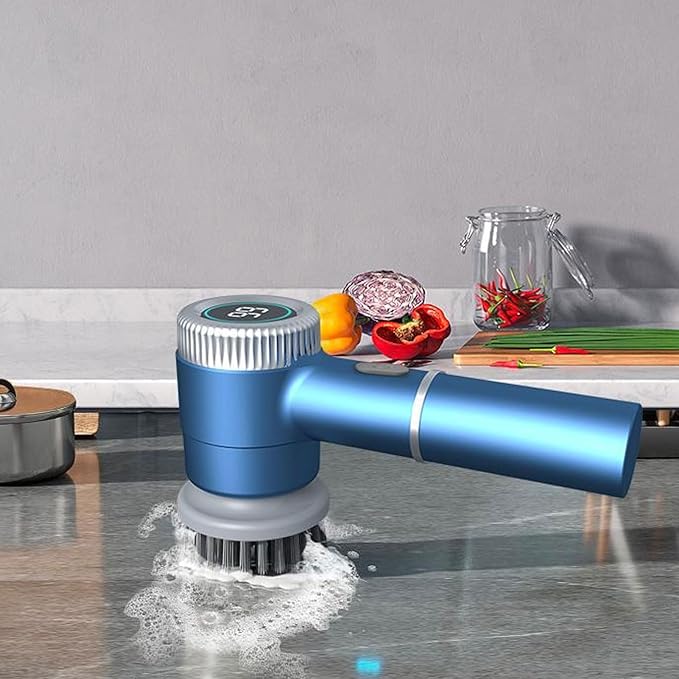 Electric Spin Scrubber, 3 Speed Rechargeable Electric Cleaning Brush with 5 Replaceable Brush, Rotating Scrubber | Bathroom Scrubber | Tile Floor Scrubber for Home