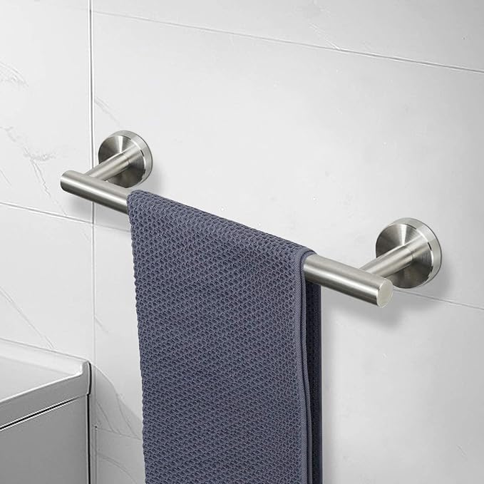 NearMoon Bath Towel Bar, Thicken Stainless Steel Shower Towel Rack Holder Wall Mounted for Bathroom, 16-lnch Overall Length-13-lnch Usable Hanging Space (2 Pack, Brushed Nickel)
