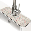 Kitchen Sink Splash Guard，Retro pastel floral Faucet Mat Sink Gadgets-Super Absorbent Fast Drying Mat Drip Catcher for Kitchen, Bathroom,Sink Mat, Dish Drying Mat, Bathroom(15" X 5.5" )