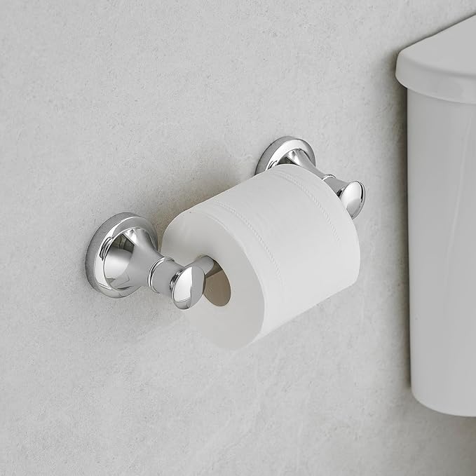 BESy Wall Mounted Toilet Paper Roll Holder Rustproof Tissue Paper Holder Bathroom Flexible Pivoting Tissue Handle Toilet Holder, Polished Chrome, Stainless Steel