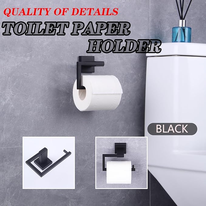 GERZ Bathroom Toilet Paper Holder SUS 304 Stainless Steel Matte Black Tissue Paper Roll Holder Wall Mount JG1905-BK