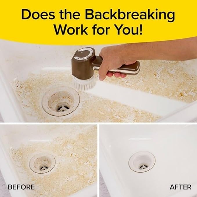 Electric Spin Scrubber, Water Proof Cordless Rechargeable Cleaning Brush Electric Scrubber Cleaning Tools with 5 Heads for Bathrooms Kitchen Indoors Outdoors
