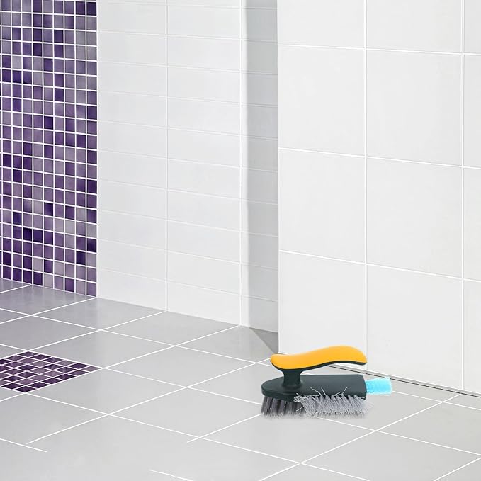 Gap and Corner Cleaning Brush for Bathroom and Floor, Yellow-Green Scrubbing Brush for Small Spaces, Stiff Bristle Groove and Track Cleaner for Home Use