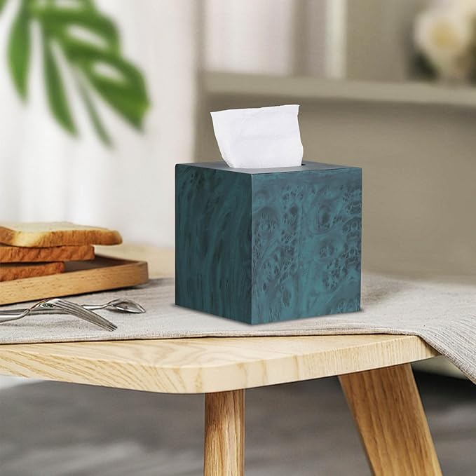 Metal Square Tissue Box lid, Modern Facial Tissue Holder for Bathroom Vanity Tops, Bedroom Dressers, Nightstands, Desks, Offices (Deep Emerald Green)