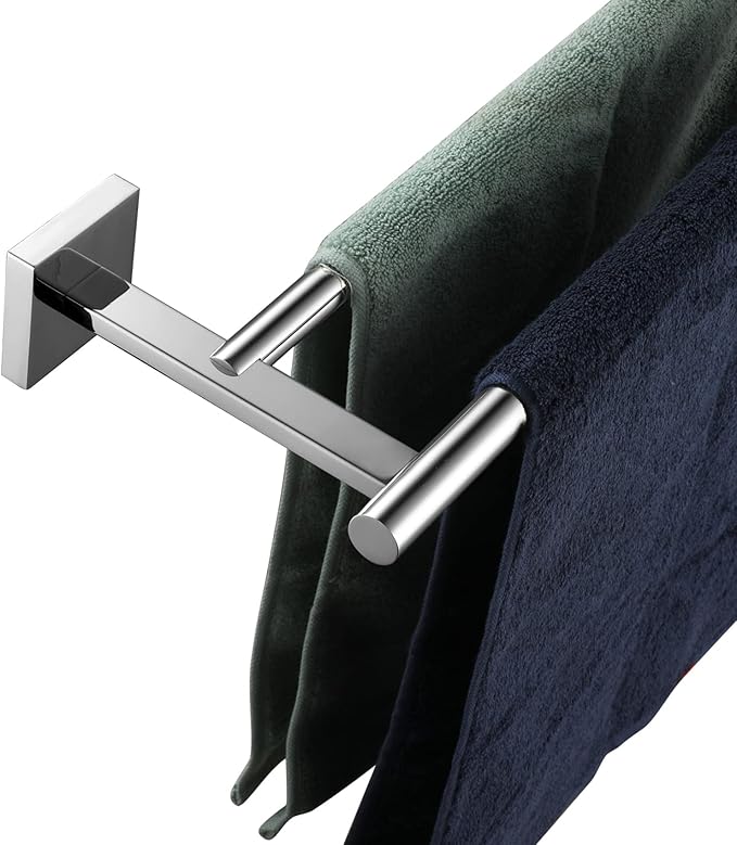 KOKOSIRI Double Towel Bars Bathroom Towel Holder Rack for Bath Kitchen 20 Inch Necklace Holder Wall Mounted Chrome Stainless Steel B5005CH-L20