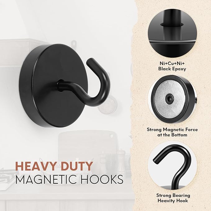 Neosmuk Magnetic Hooks, Cruise Ship Essentials, 100lb+ Heavy Duty Magnetic Hooks for Cruise Cabins, Refrigerator, Grill, Hanging, and Travel | Extra Strong Must-Haves Magnet Hook,Gold