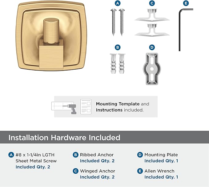 Amerock BH36090CZ | Champagne Bronze Single Robe Hook | 2-1/4 in. (57 mm) Length Towel Holder | Stature | Towel Hook for Bathroom | Bathroom Hardware | Bath Accessories