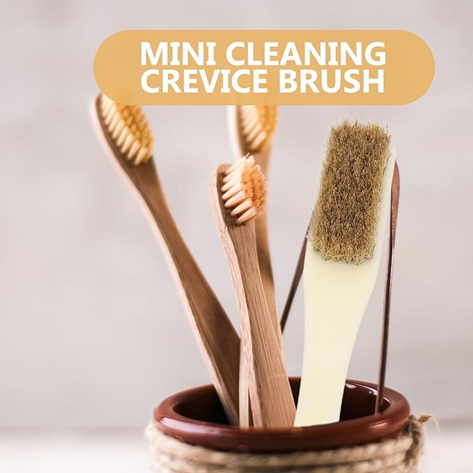 Cabilock 6pcs Small Cleaning Brushes Stiff Bristles Industrial Rust Removal Mini Toothbrush Set for Grout, Crevice, and Household Surface Cleaning