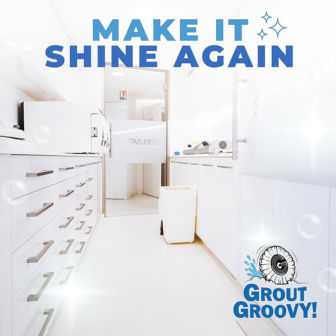 Grout Groovy! Electric Stand-Up Lightweight Grout Cleaning Machine – Large Tile Grout Cleaner for Deep Cleaning Kitchen Floors, Bathrooms & Tile Surfaces | Easy-to-Use Electric Floor Scrubber Machine
