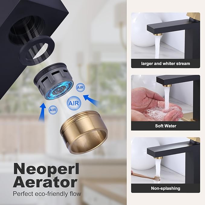 Black and Gold Bathroom Faucet ARCORA Black Gold Faucet for Bathroom Sink Modern Single Hole Bathroom Faucet with cUPC Supply Lines and Pop Up Drain