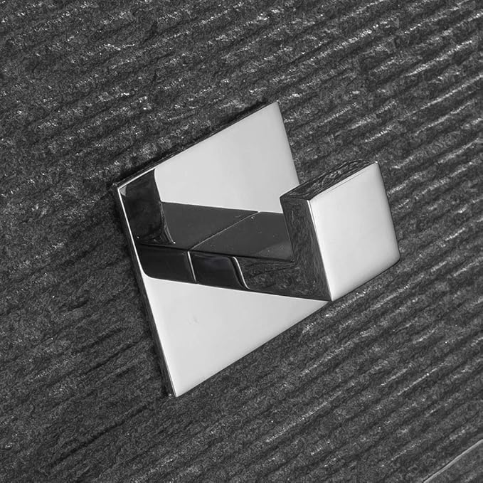 Self Adhesive 304 Stainless Steel Bathroom Square Towel Hook Sliver Chrome Finish Coat Hat Door Hook Hanger Bathroom Accessories,No Screw Need